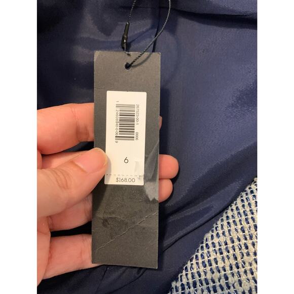 Banana Republic blue tweed fringe trims open front blazer size 6 - Picture 6 of 10